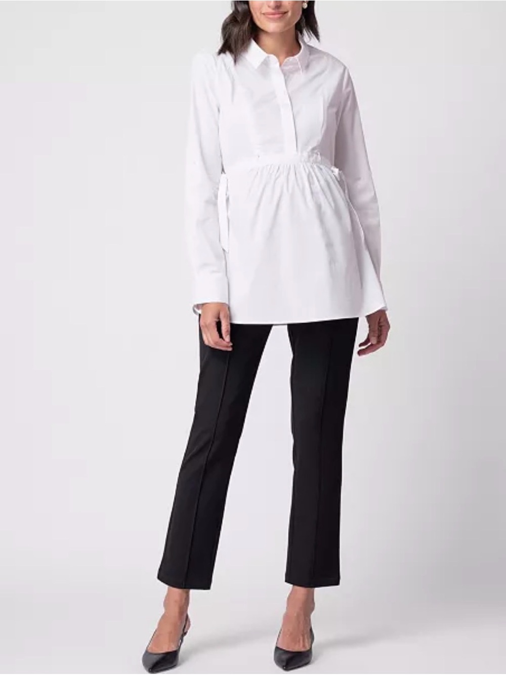 NWT! Seraphine Women's Size 14 White Cotton Maternity and Nursing Shirt